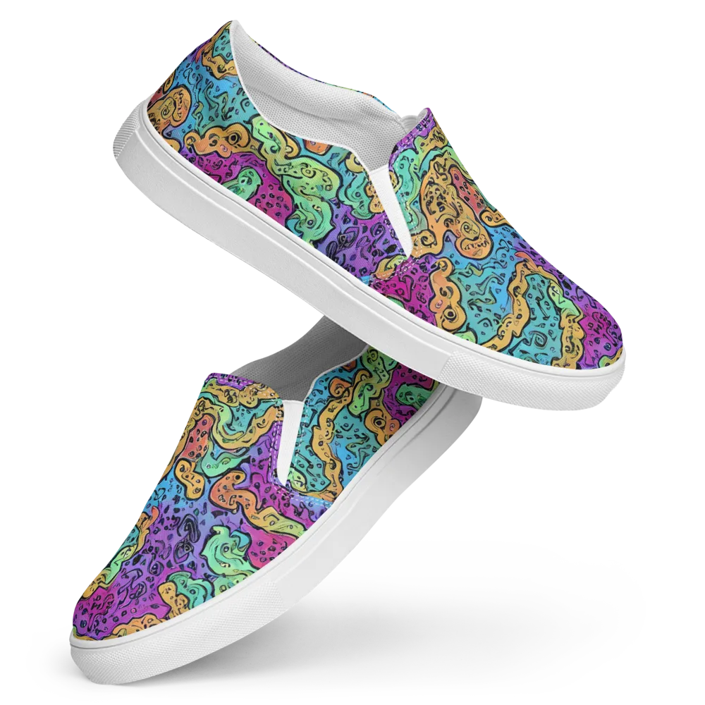 Intergalactic Graffiti on Women's Slip-On Canvas Shoes — Front
