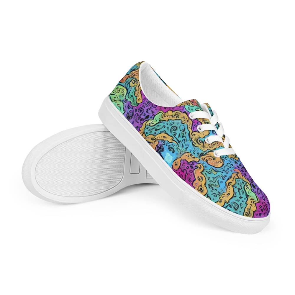 Intergalactic Graffiti on Men's Lace-Up Canvas Shoes — Right Front