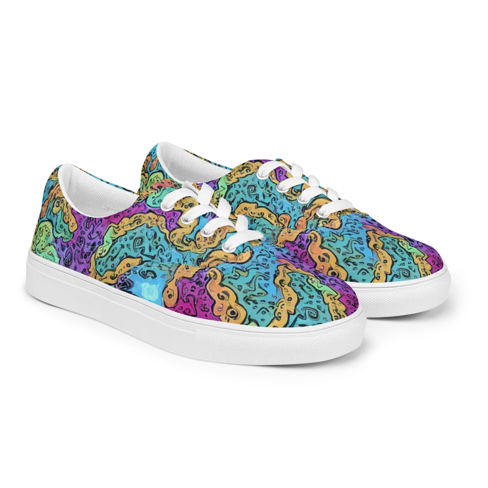 Intergalactic Graffiti on Men's Lace-Up Canvas Shoes — Right Front