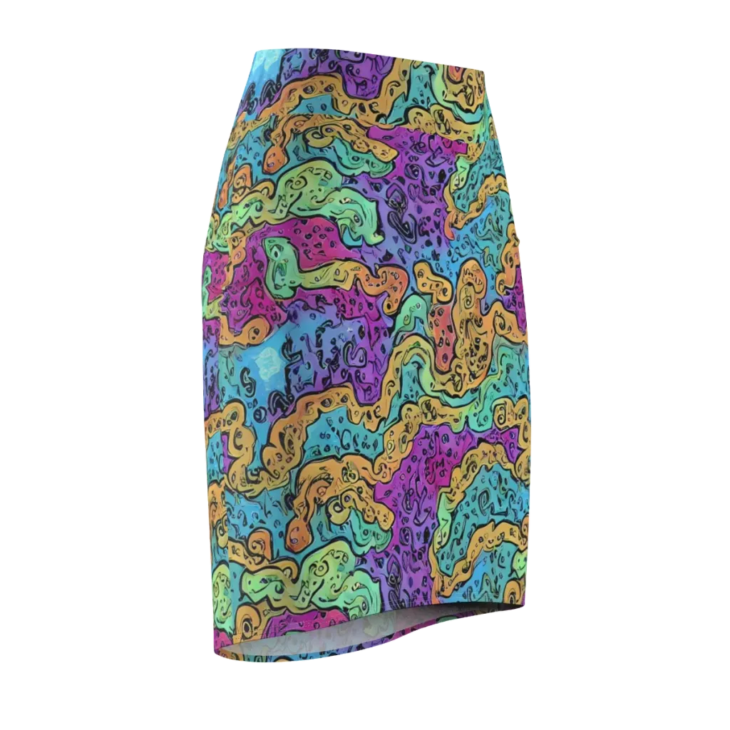 Intergalactic Graffiti on Pencil Skirt — Front Side