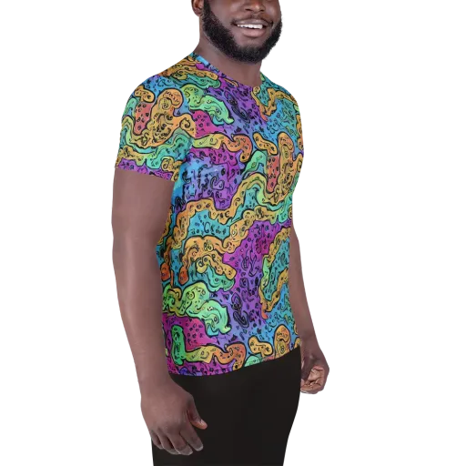 Intergalactic Graffiti on a Men's Athletic T-Shirt