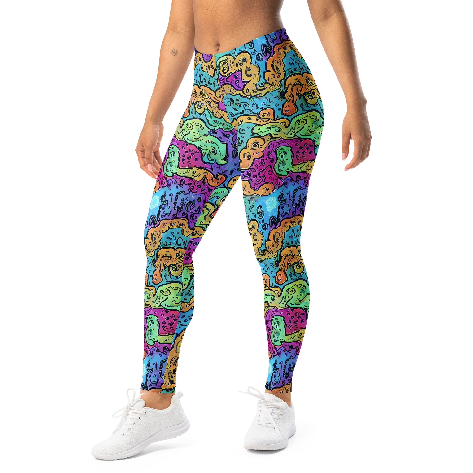 Intergalactic Graffiti on Leggings — Left Front