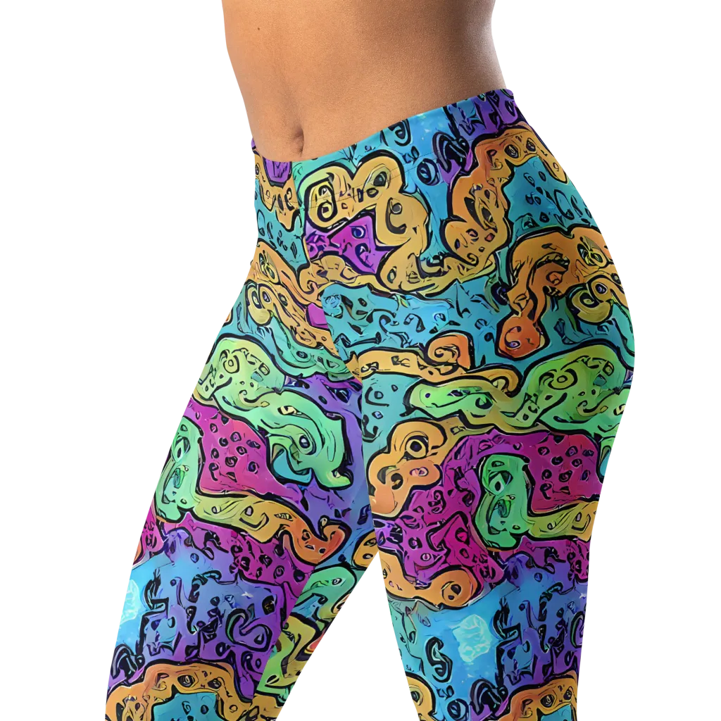 Intergalactic Graffiti on Leggings — Left Front