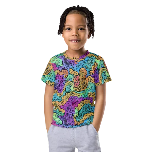 Intergalactic Graffiti on a Kids Crew Neck T-Shirt
