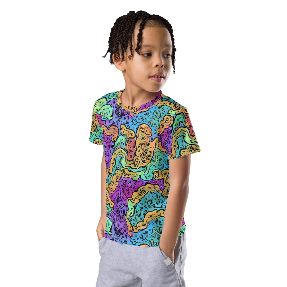Intergalactic Graffiti on Kids Crew Neck T-Shirt — Left Front