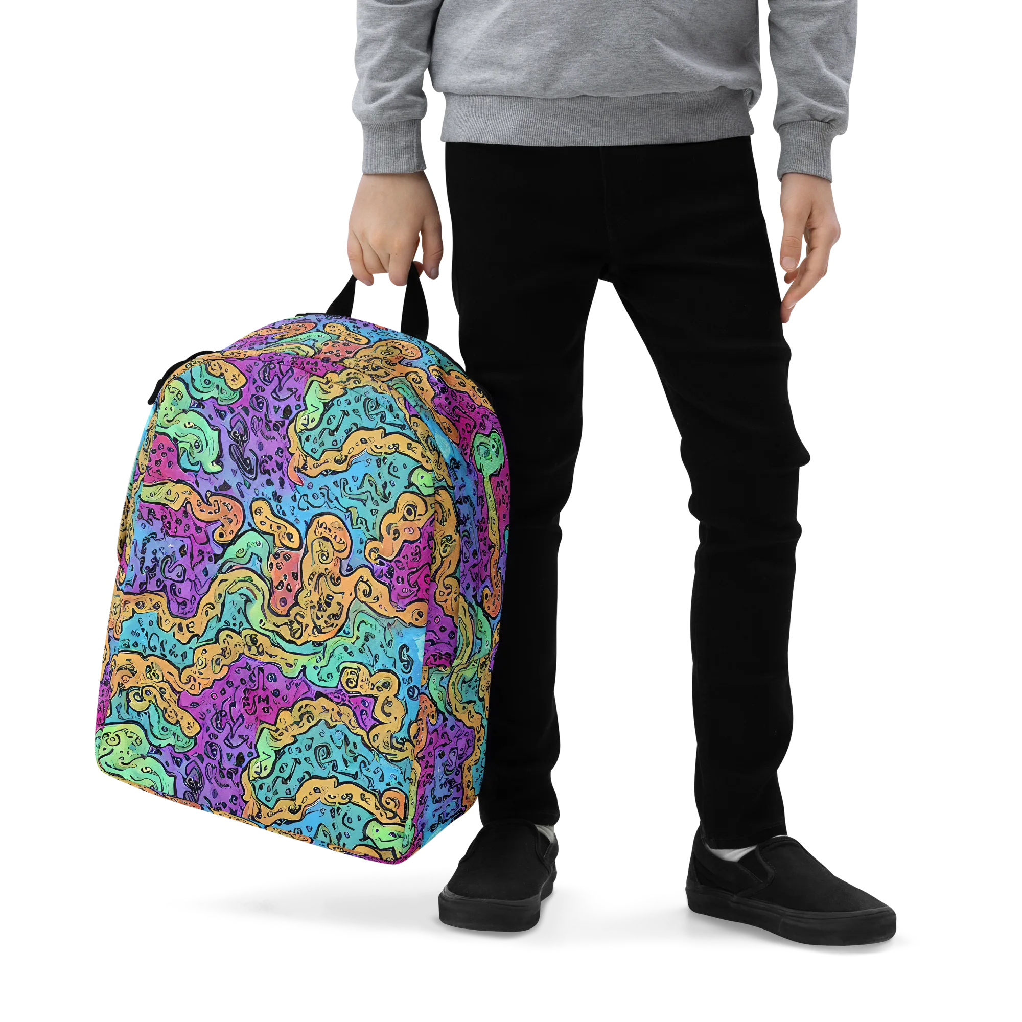 Intergalactic Graffiti on Minimalist Backpack — Zoomed-in