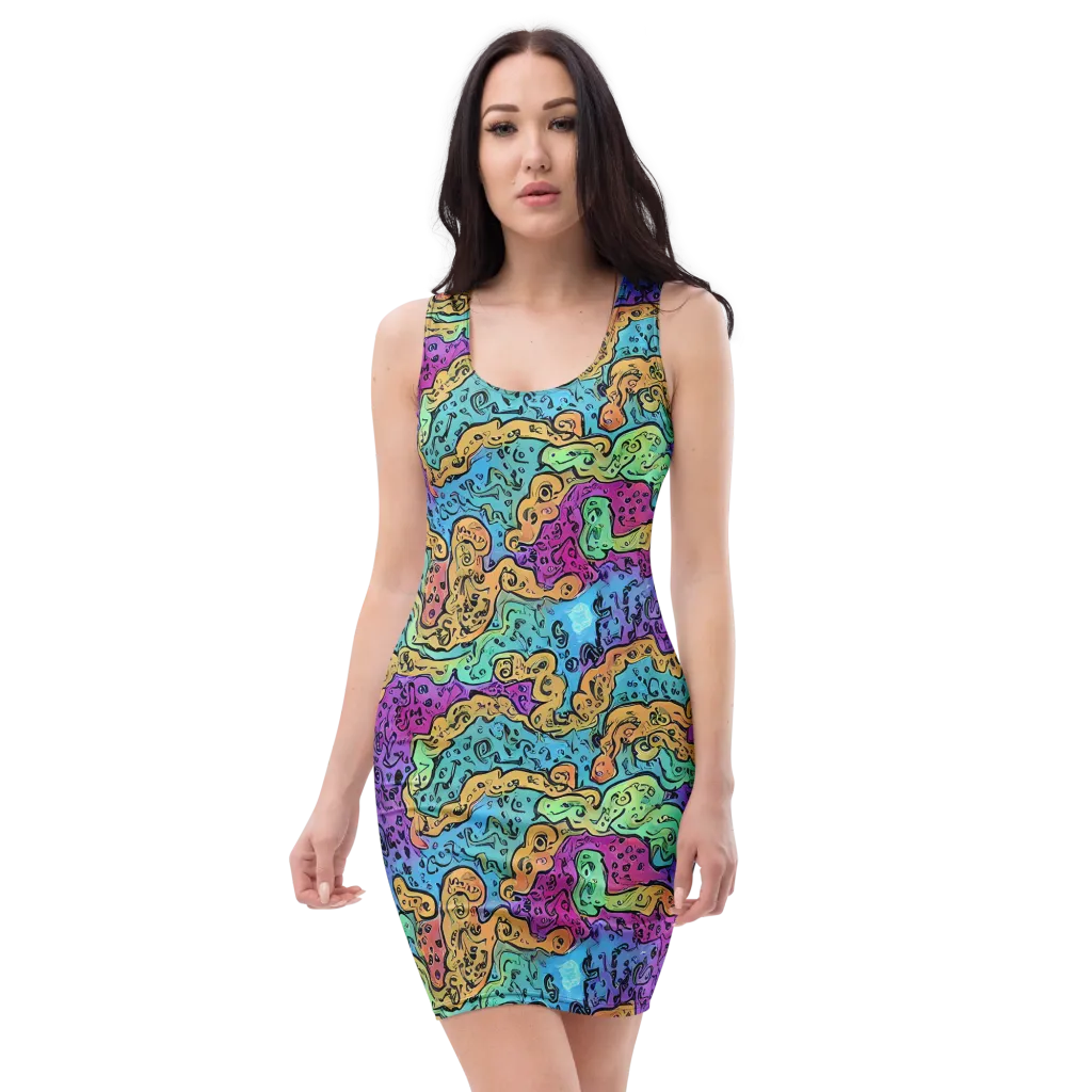 Intergalactic Graffiti on Bodycon Dress — Front