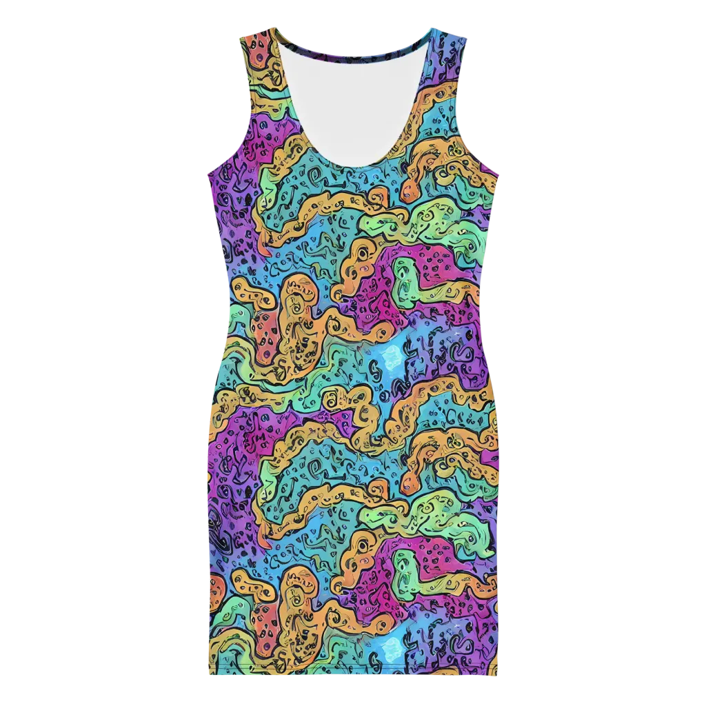 Intergalactic Graffiti on Bodycon Dress — Front