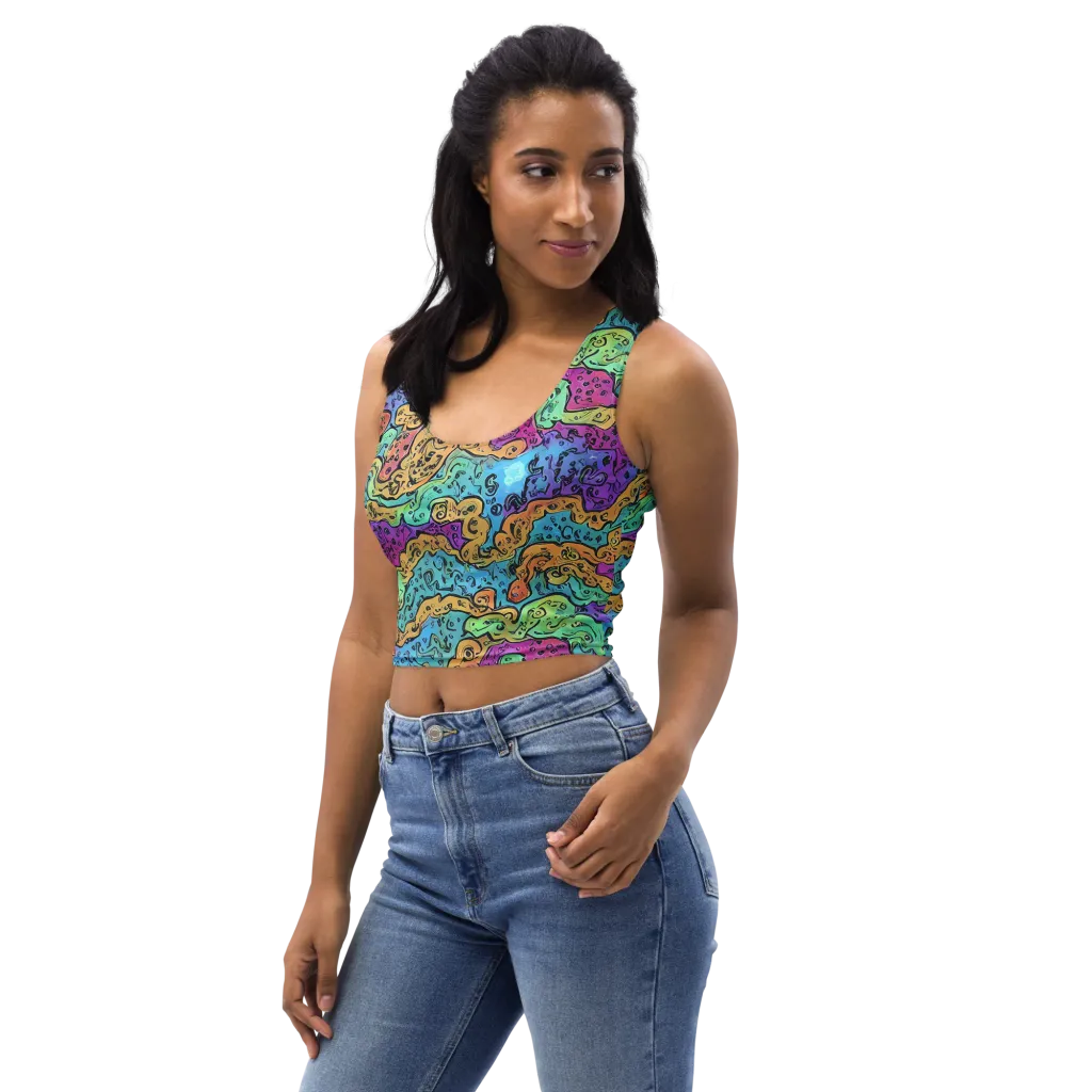 Intergalactic Graffiti on Crop Top — Left Front