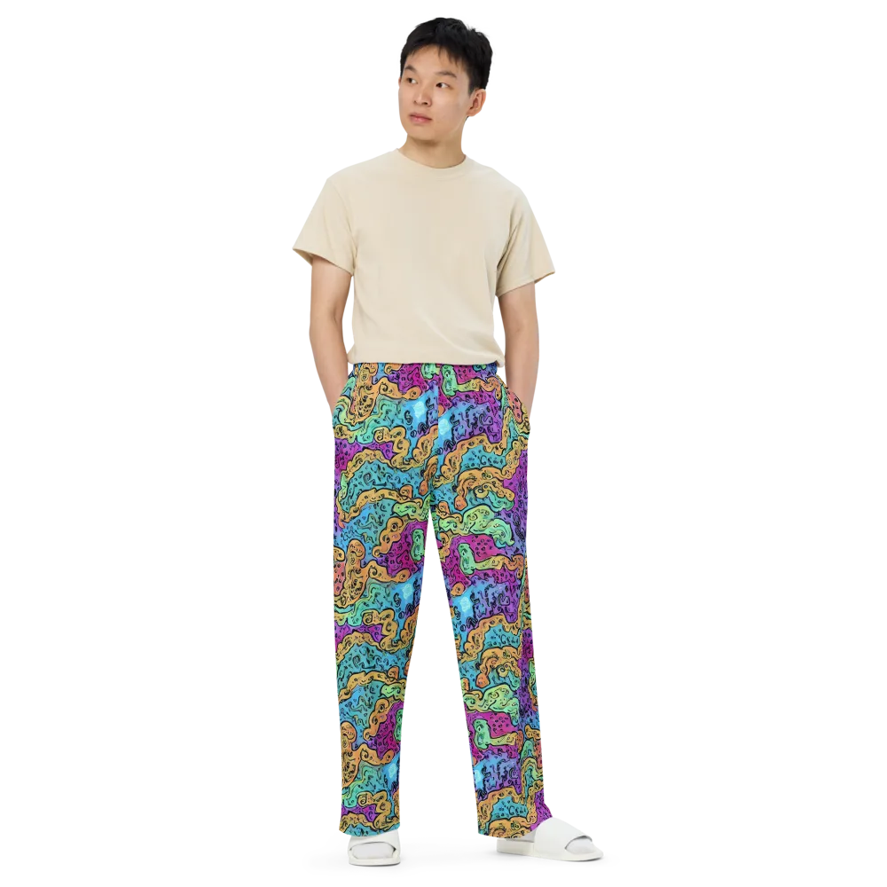 Intergalactic Graffiti on Wide-Leg Pants — Front