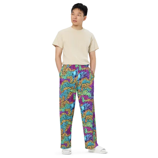 Intergalactic Graffiti on a Wide-Leg Pants