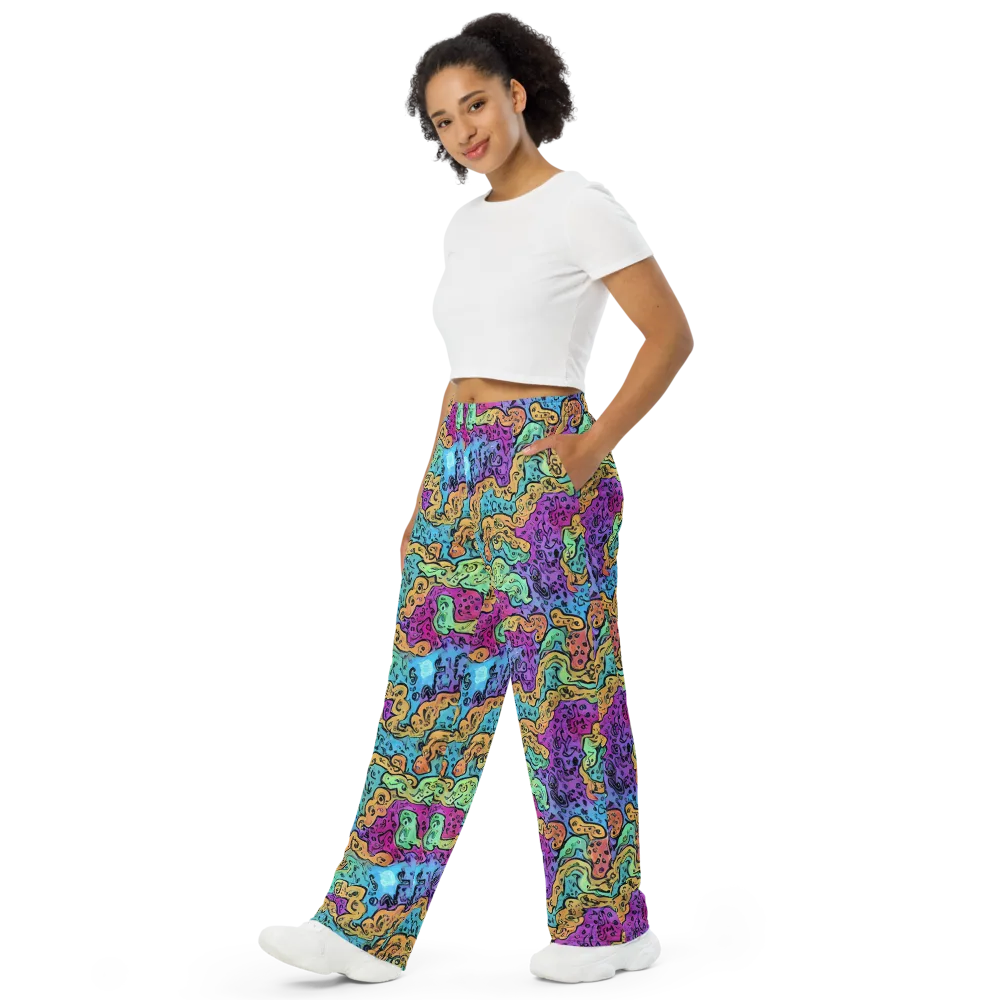 Intergalactic Graffiti on Wide-Leg Pants — Left Front