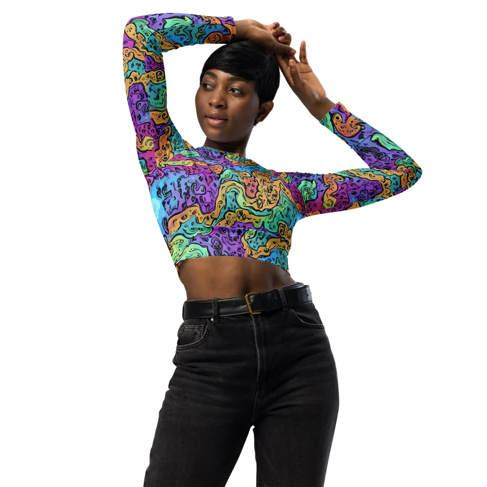 Intergalactic Graffiti on Long Sleeve Crop Top — Front