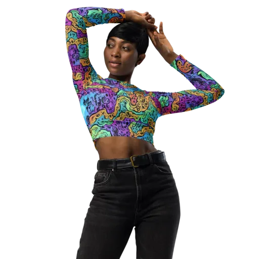 Intergalactic Graffiti on a Long Sleeve Crop Top