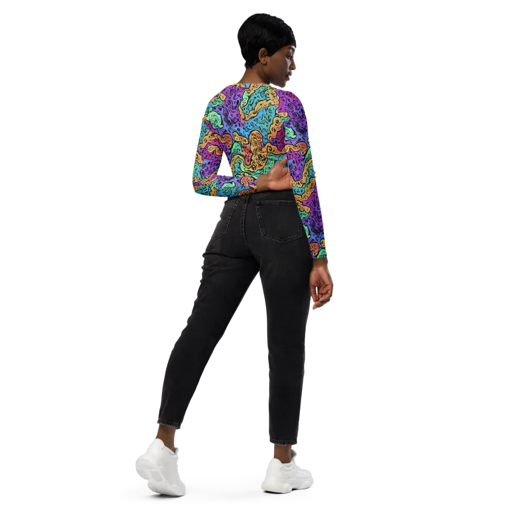 Intergalactic Graffiti on Long Sleeve Crop Top — Right Back