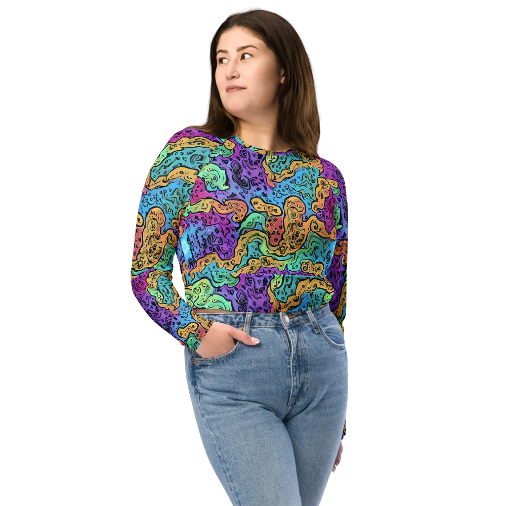 Intergalactic Graffiti on Long Sleeve Crop Top — Front