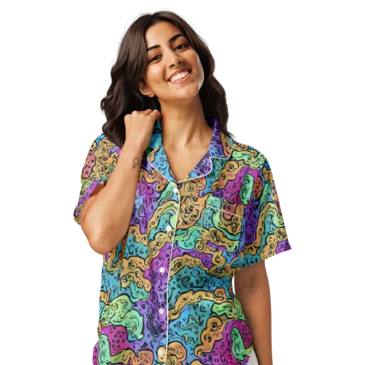 Intergalactic Graffiti on a Women's Short Sleeve Pajama Top
