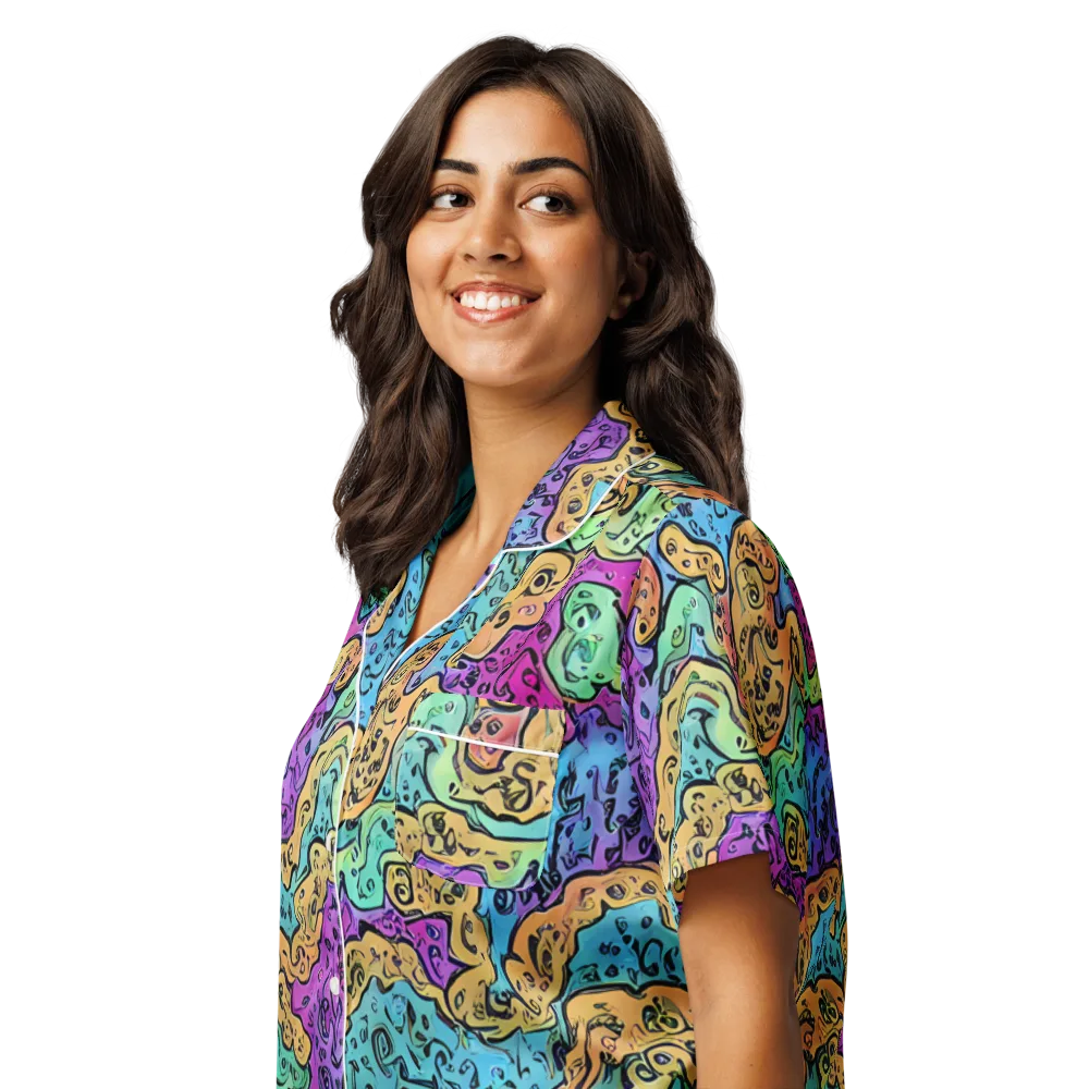 Intergalactic Graffiti on Women's Short Sleeve Pajama Top — Left Front