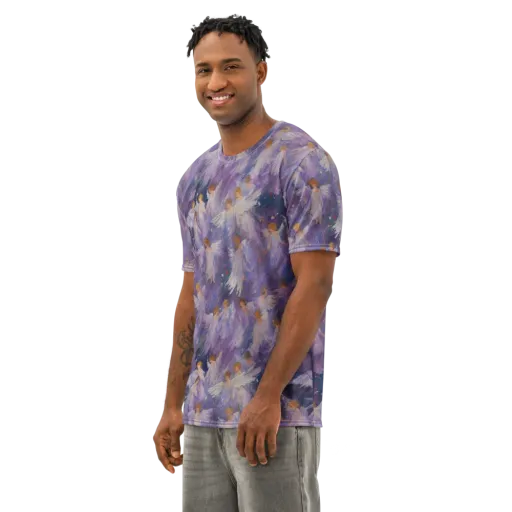 Lilac Angelus on a Men's Cotton Crew Neck T-Shirt
