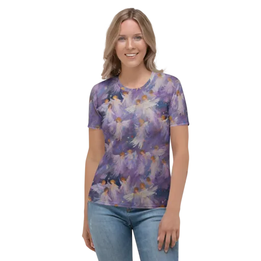 Lilac Angelus on a Women's Crew Neck T-Shirt