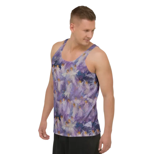 Lilac Angelus on a Men's Tank Top