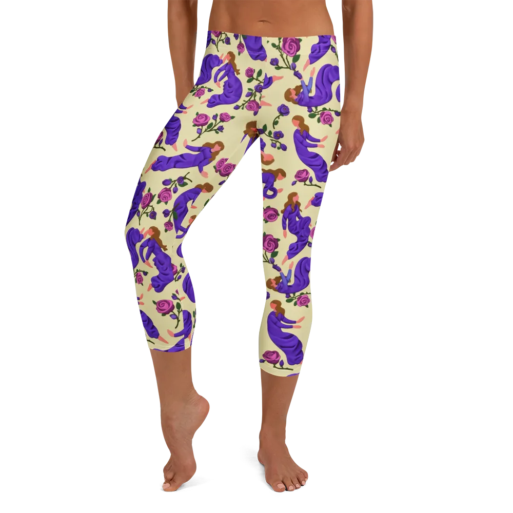 Violet Rose Ballet on Capri Leggings — Front