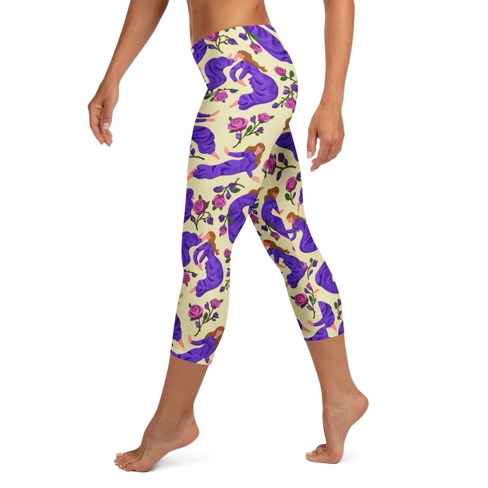 Violet Rose Ballet on Capri Leggings — Left