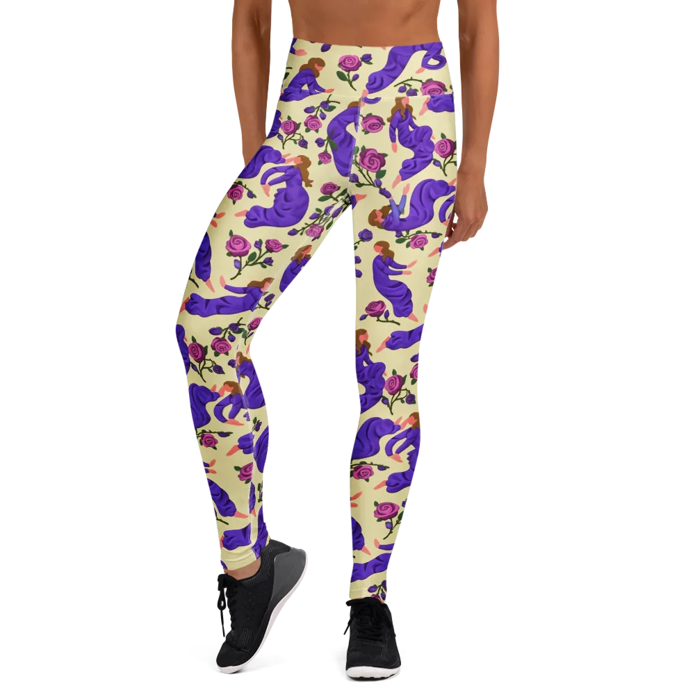 Violet Rose Ballet on Yoga Leggings — Front