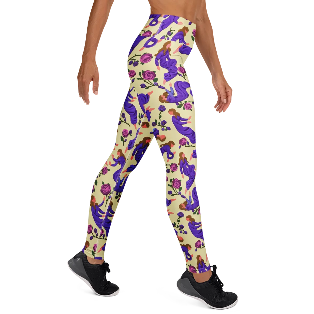 Violet Rose Ballet on Yoga Leggings — Right