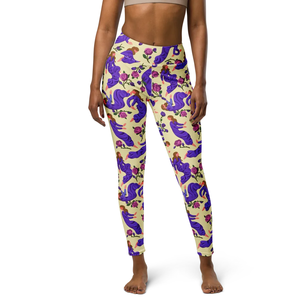 Violet Rose Ballet on Yoga Leggings — Front