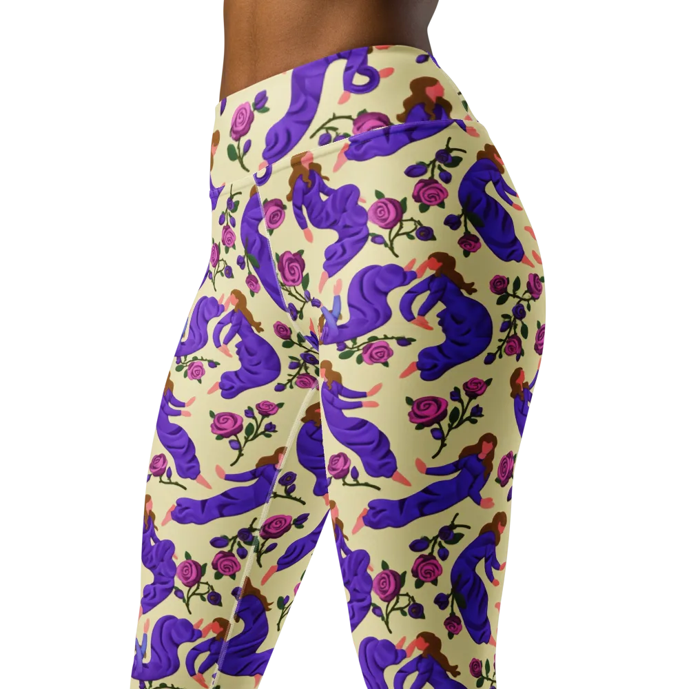 Violet Rose Ballet on Yoga Leggings — Left Front