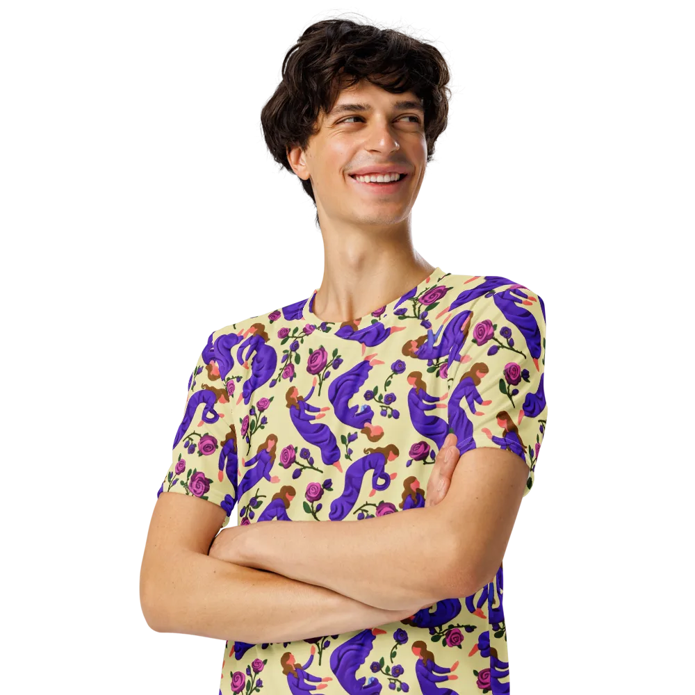 Violet Rose Ballet on Men's Crew Neck T-Shirt — Left Front