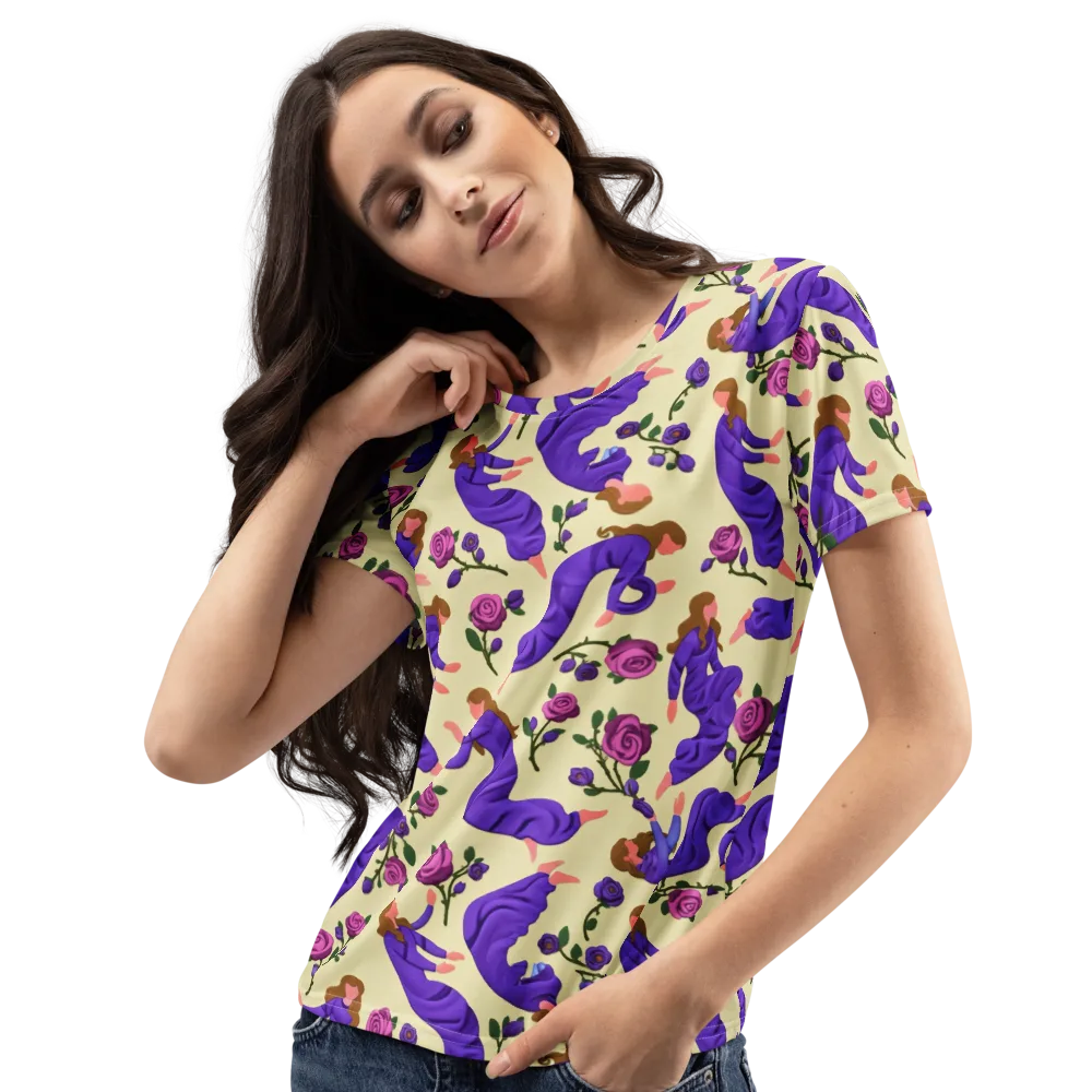 Violet Rose Ballet on Women's Crew Neck T-Shirt — Left Front