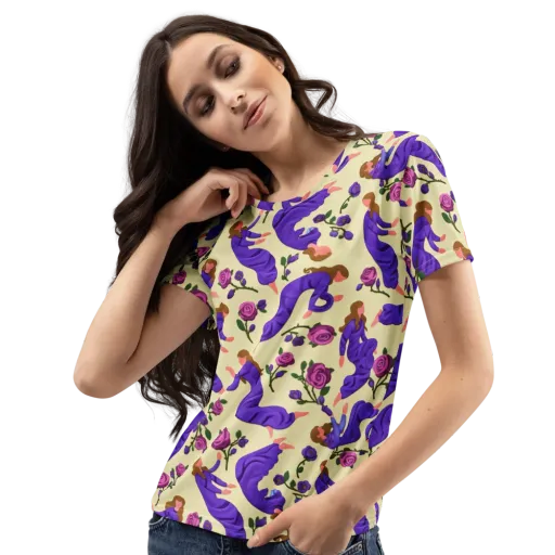 Violet Rose Ballet on a Women's Crew Neck T-Shirt
