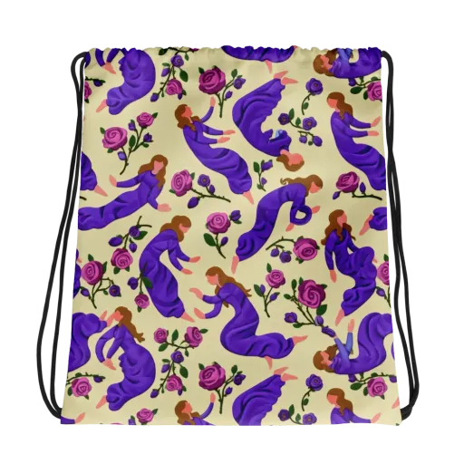 Violet Rose Ballet on a Drawstring Bag