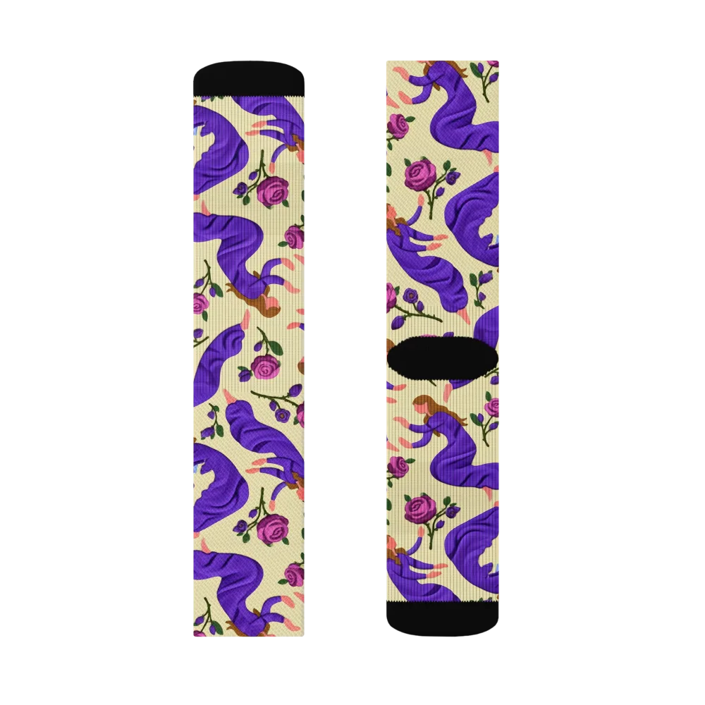 Violet Rose Ballet on Socks — Right Sock