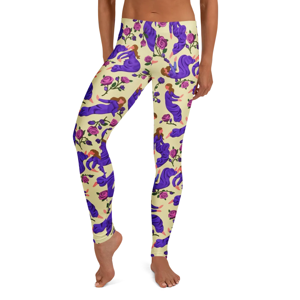 Violet Rose Ballet on Leggings — Front