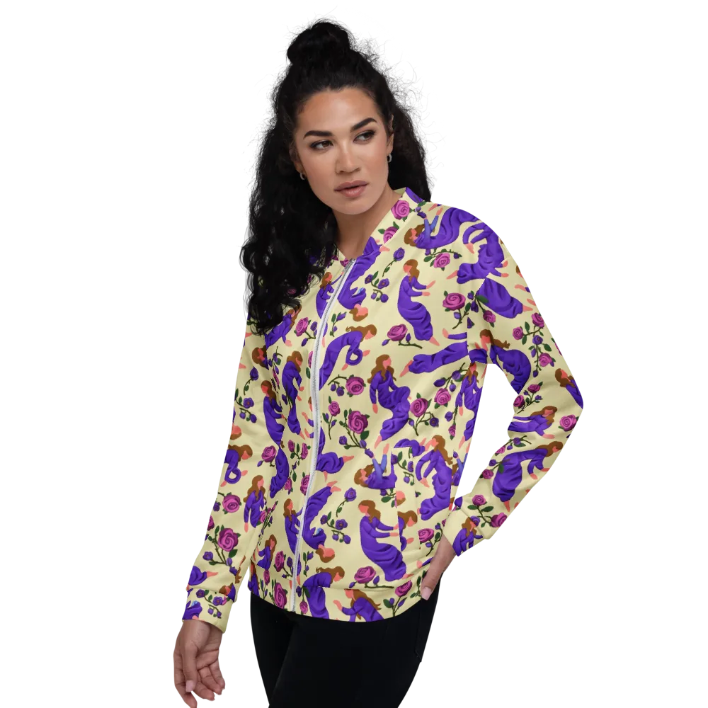 Violet Rose Ballet on Bomber Jacket — Left