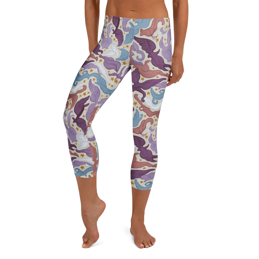Starling Parade on Capri Leggings — Front