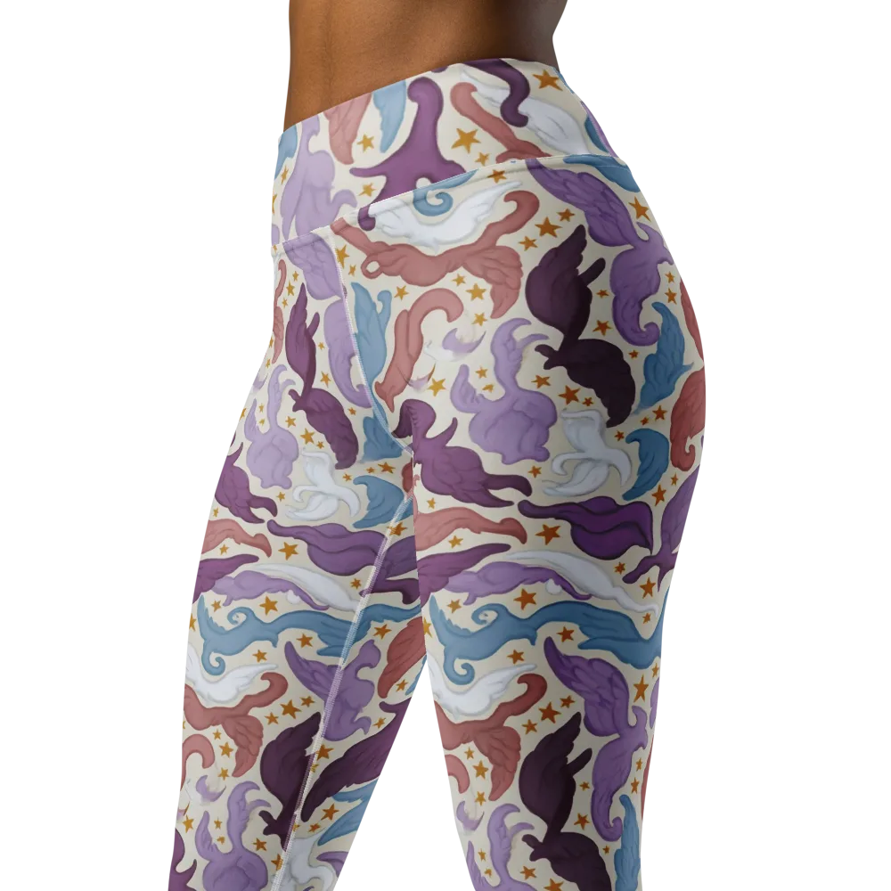 Starling Parade on Yoga Leggings — Left Front