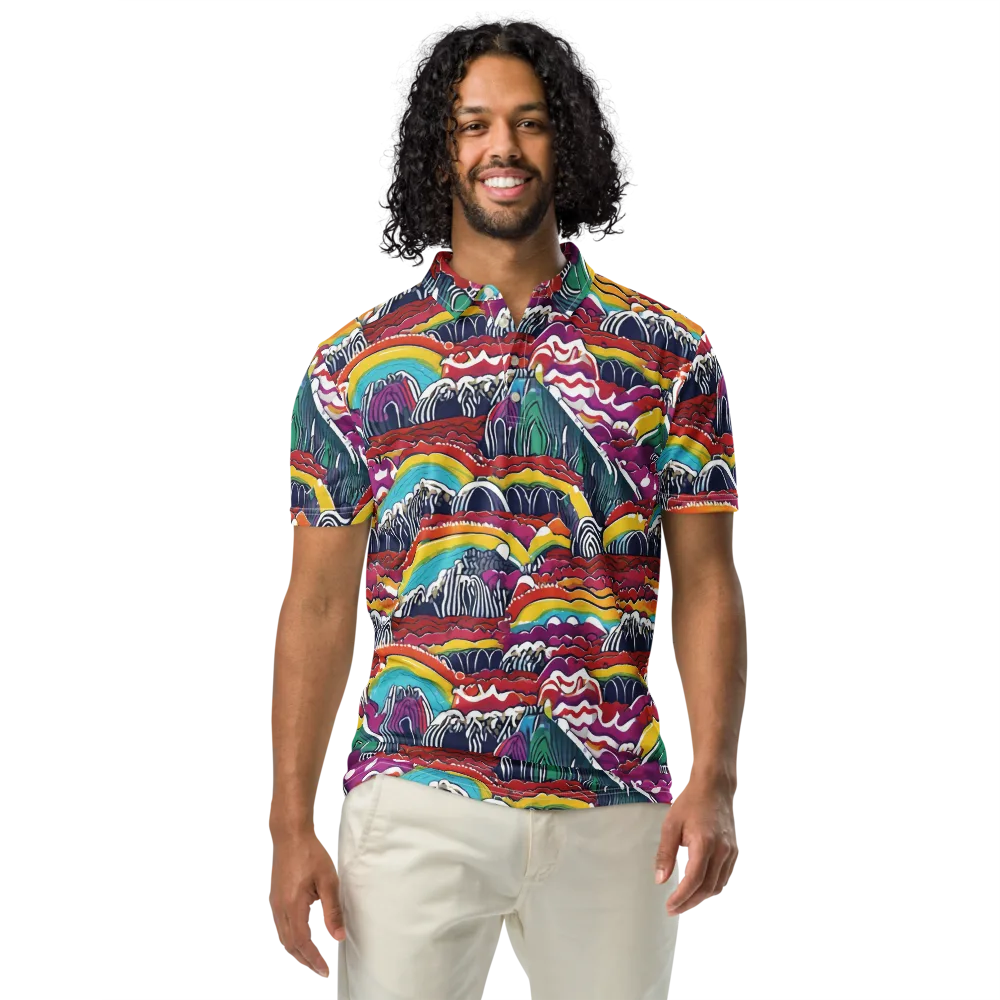 Chromatic Waveform on Men's Slim Fit Polo Shirt — Front