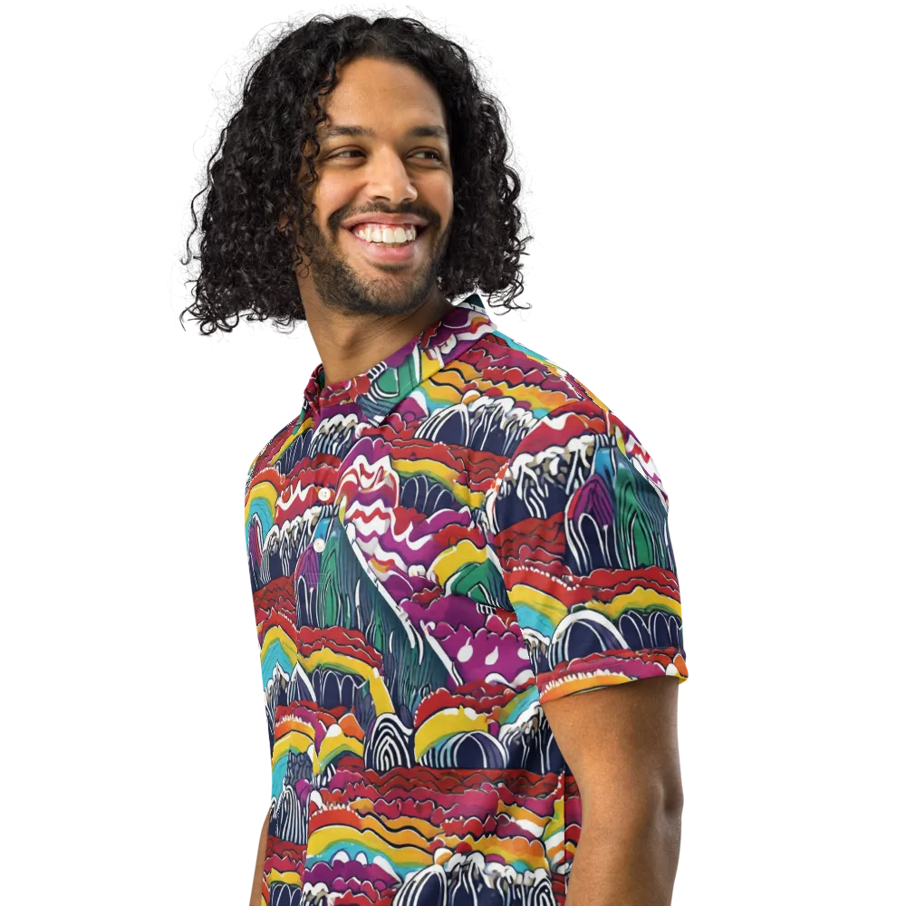 Chromatic Waveform on Men's Slim Fit Polo Shirt — Left Front
