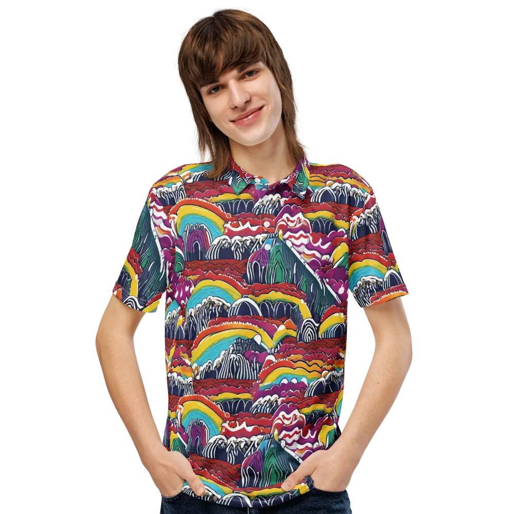 Chromatic Waveform on Men's Slim Fit Polo Shirt — Front