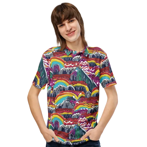 Chromatic Waveform on a Men's Slim Fit Polo Shirt
