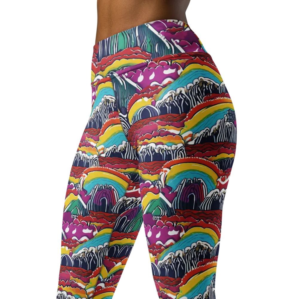 Chromatic Waveform on Yoga Leggings — Left Front