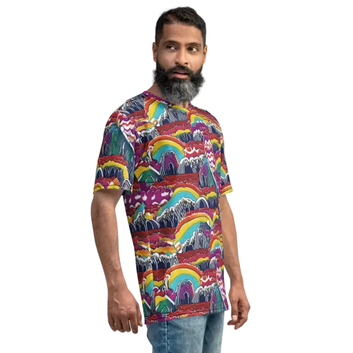 Chromatic Waveform on a Men's Crew Neck T-Shirt