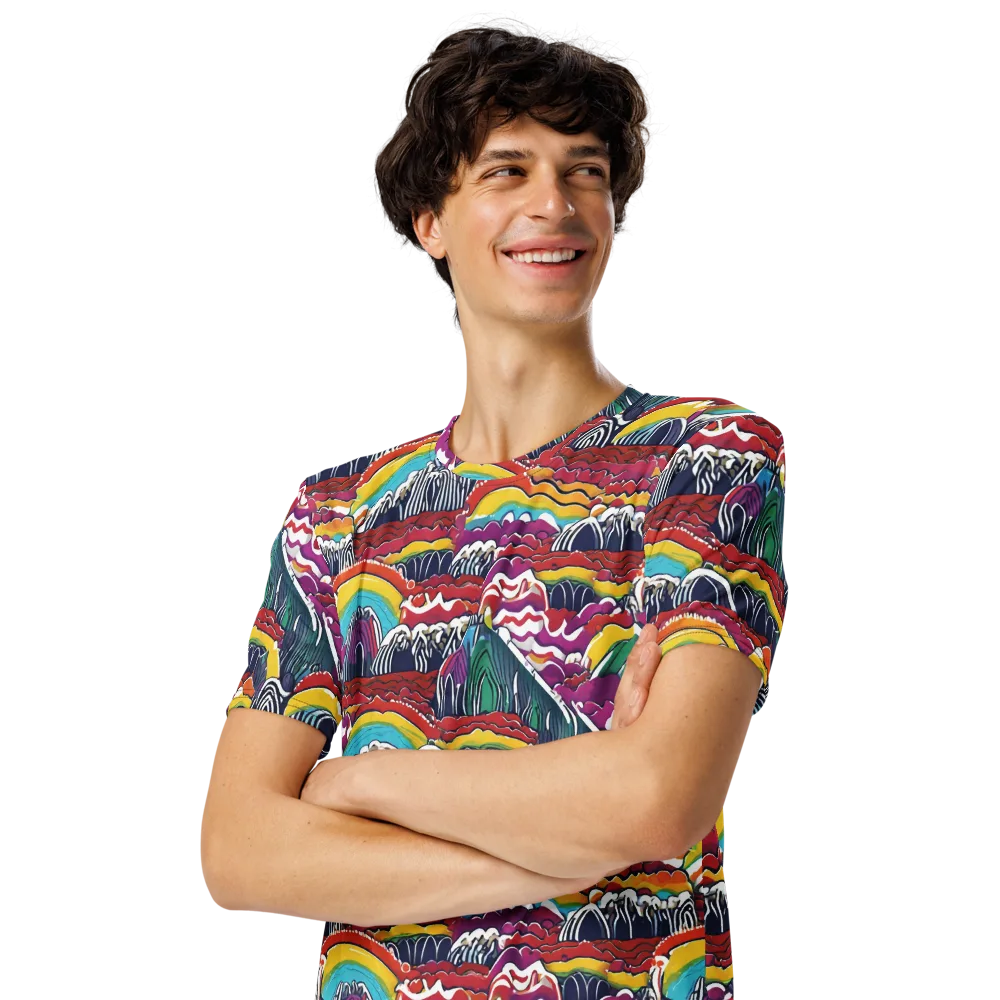Chromatic Waveform on Men's Crew Neck T-Shirt — Left Front