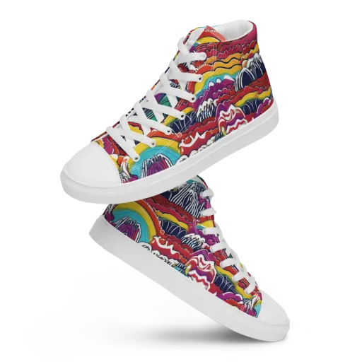 Chromatic Waveform on a Men's High Top Canvas Shoes