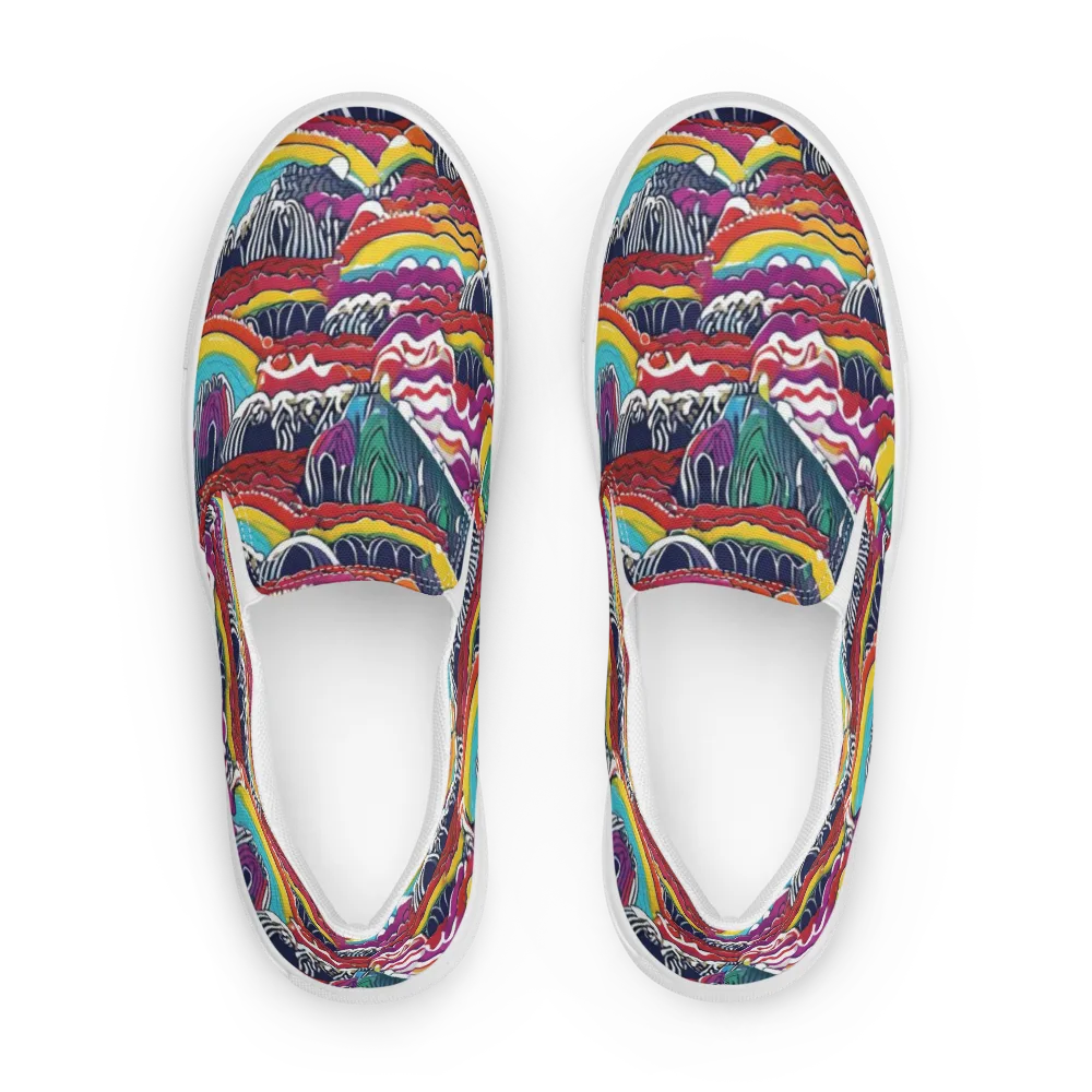 Chromatic Waveform on Men's Slip-On Canvas Shoes — Front