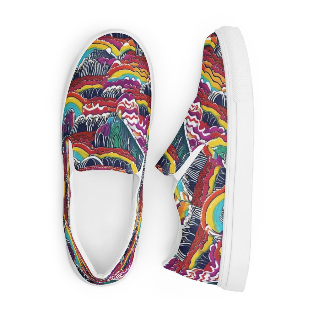 Chromatic Waveform on Men's Slip-On Canvas Shoes — Front